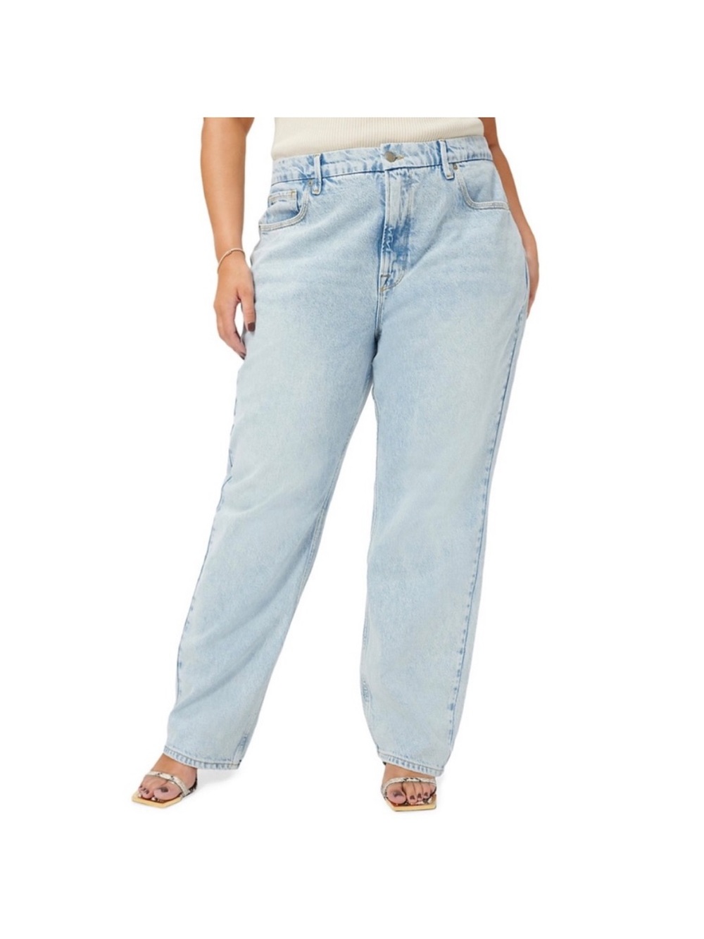 Good American Good '90s High-Rise Stretch Straight-Leg Jeans Blue934 Size 14/ 32